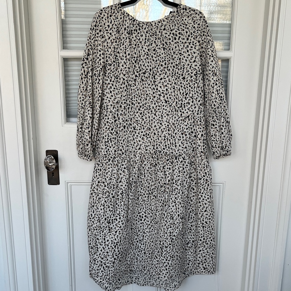 {{Who What Wear}} Leopard Print Poplin Trapeze Dress
